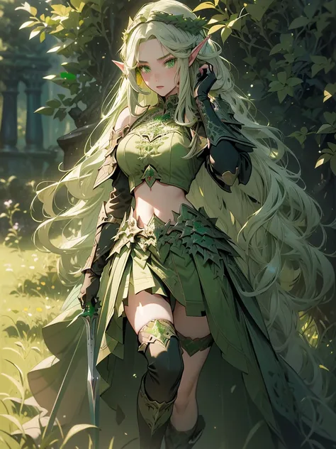 (masterpiece:1.2), (best quality), ultra-detailed. (Step by step design, layout art:1.5). Design a layout showcase Gaming character, (((full_body_shot:1.4))), (1girl), solo, long silver hair, emerald inner hair, detailed face, beautiful face, detailed eyes...