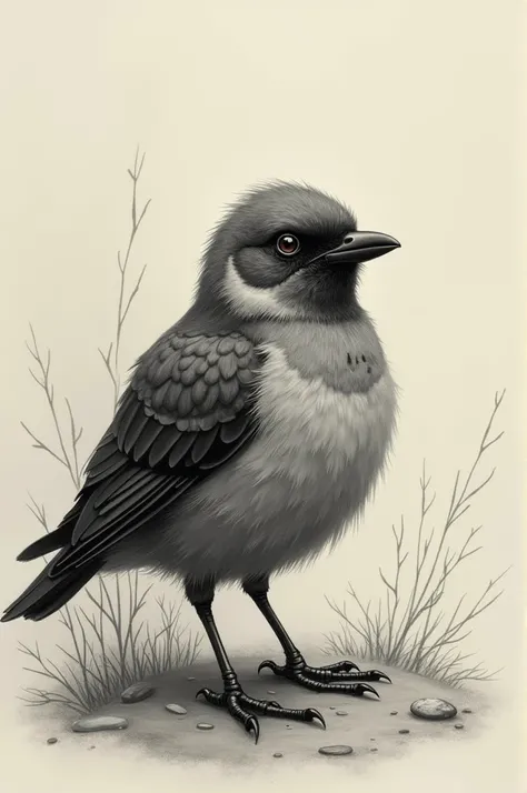 Drawing of a sad thrush 