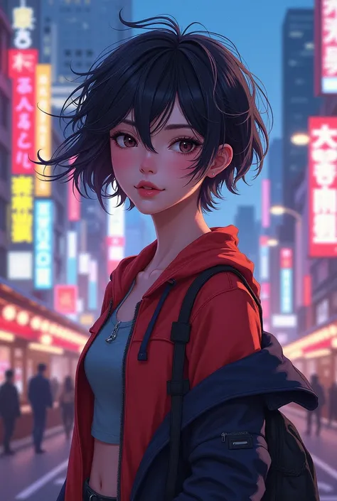 Create a girl with short hair in Tokyo

