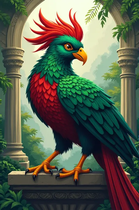 Generate a quetzal as if it were a mascot for an institution 