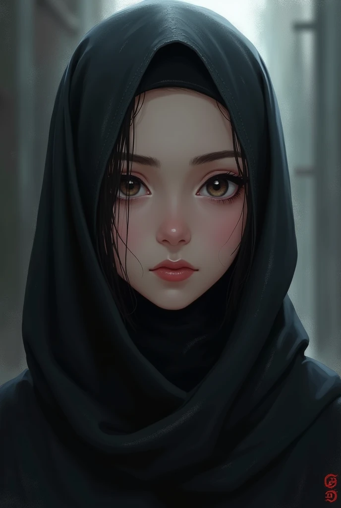 Aconvident  dark  feminine hijabi realistic  anime girl