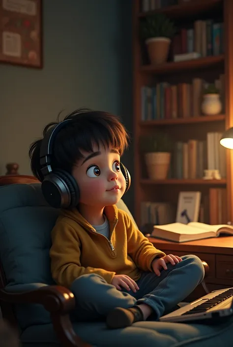 Boy listening to music