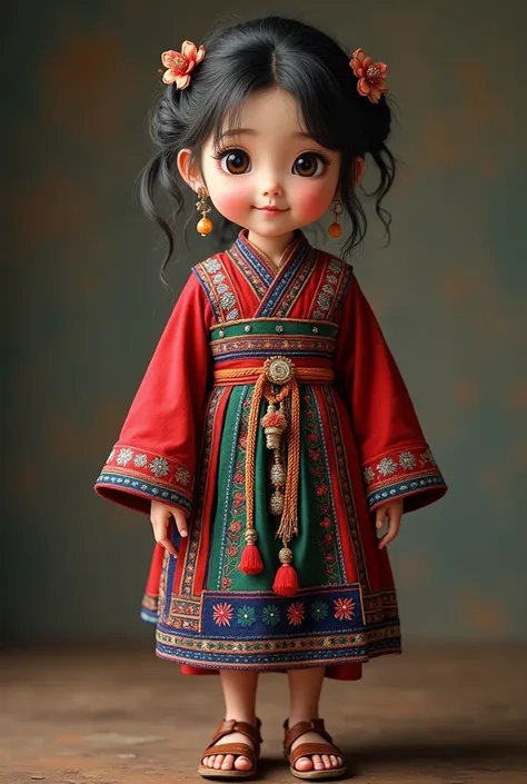 Hmong Girl wearing traditional dress chubby Beautiful eyes Big Legs