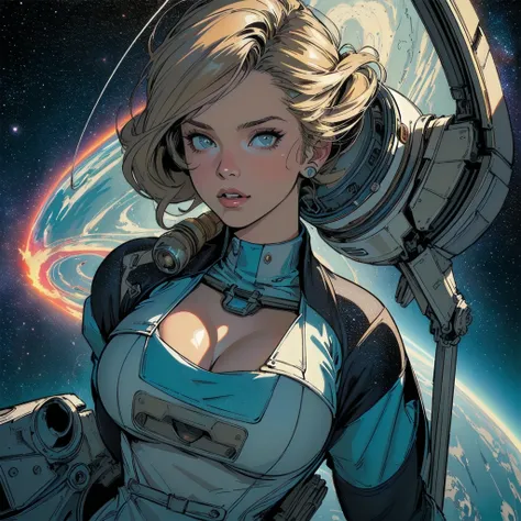 (((master piece,highest quality))),(((solo:1.2))),(((1girl:1.2))),(((retro vintage style))),((abstract)),(((space thriller movie poster))),(((cleavage))),(((American comics))),galaxy,mechanic,astronotes,mid centry modern, galaxy lady,(((white flame))),(((d...