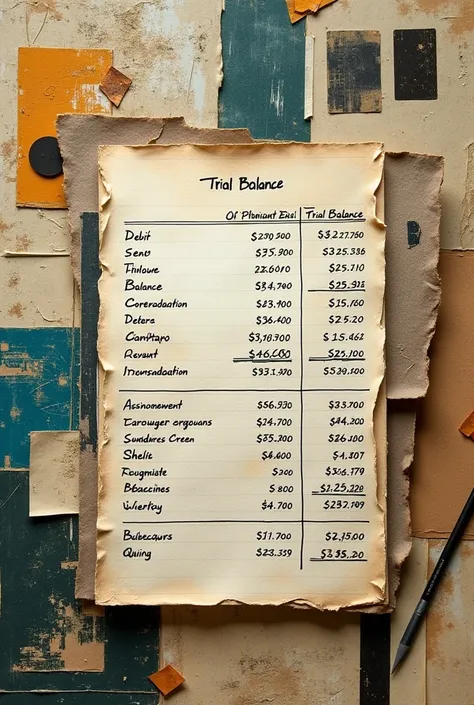 create a collage of trial balance with recycling materials