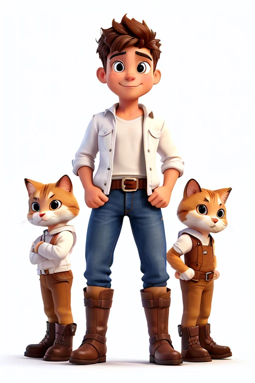 Puss in Boots, masculine, with appearance , multiple expressions and positions, in white background