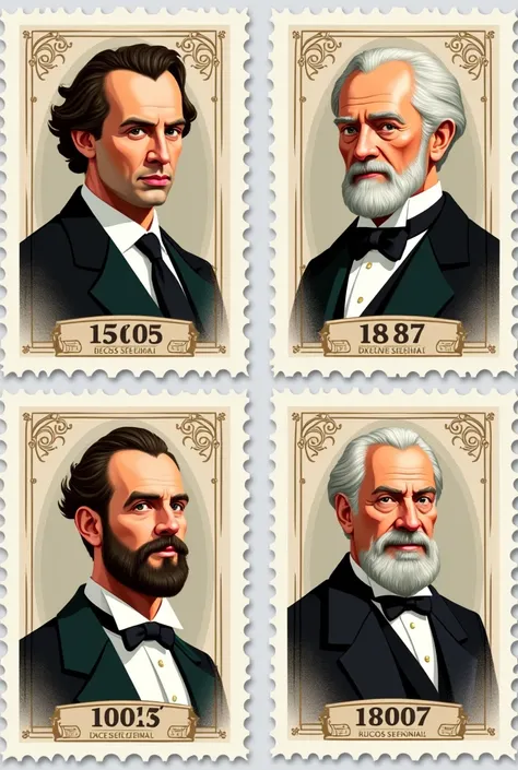 4 stamps of men