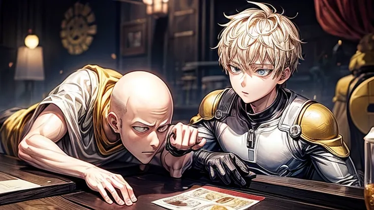 saitama one punch man drunked with genos and with puri puri prisoner