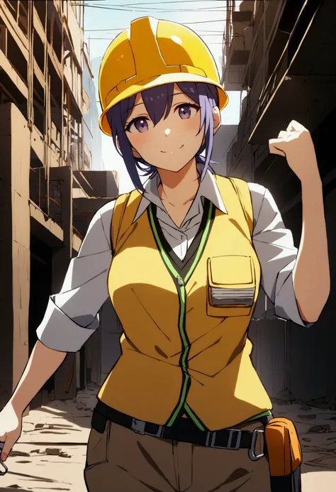 score_9, score_8_up, score_7_up, score_6_up, score_5_up, score_4_up, source_anime, rating_safe, embedding:zPDXL2,

1girl, solo, construction site, construction worker, yellow vest, boots, helmet, smile,