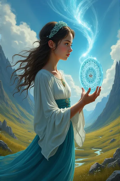 Cover for a book called "the mirror of wind" and let the mirror be held by a girl 