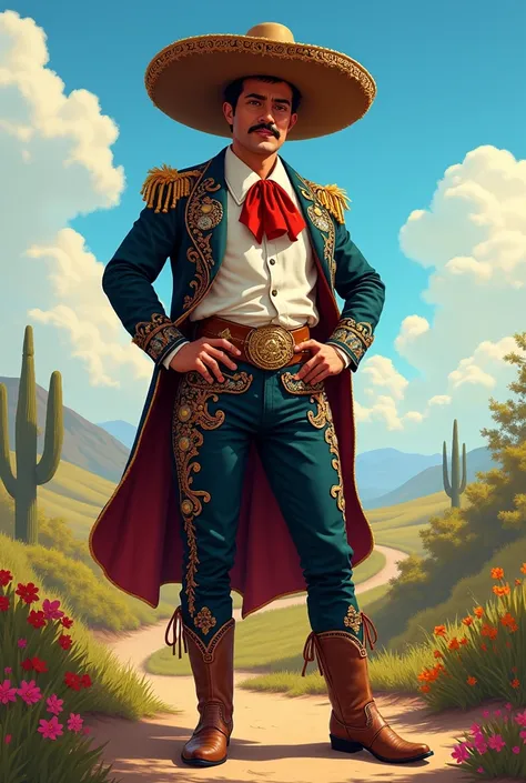 Create a full body charro without a mustache