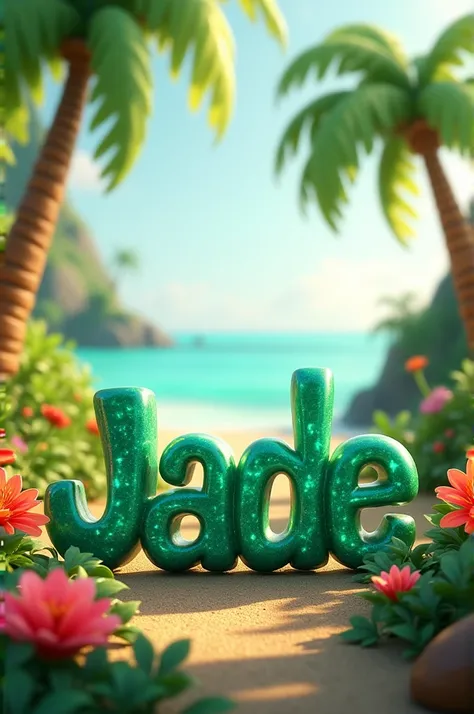 I want the text with the name JADE in 3d with the Moana baby theme in png