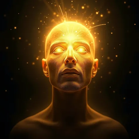 brilliant mind, head with golden light coming from it!