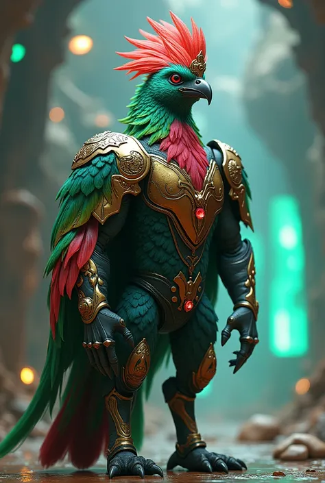 Quetzal in an armed armor
