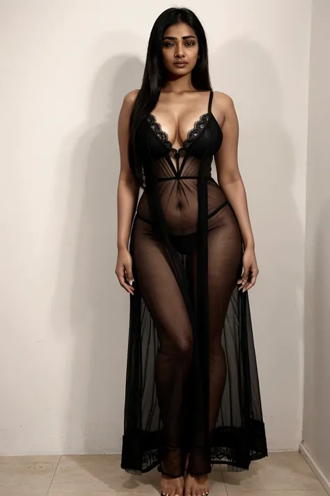 Hot indian woman, hotwife,cheating wife,black skin, straight hair,hourglass figure,sexy fishnet maxi dress , full body, 