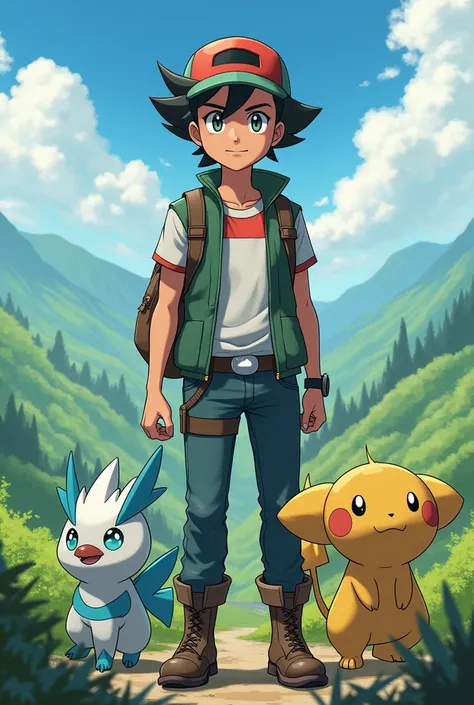 Create the image of a pokemon trainer