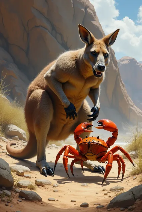 Kangaroo and crab ki ek sath photo fierce 