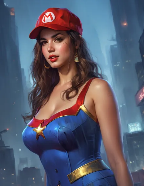 portrait of  (((ohwx woman))) as super mario, red hat, fantasy, highly detailed, digital painting, artstation, concept art, shar...