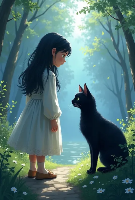 One day, Lunas curiosity led her to the edge of the village, where she discovered a beautiful black cat named Snowy. Snowy was as graceful as she was gentle, and her eyes sparkled like the morning dew. Luna was immediately captivated by Snowys serene prese...