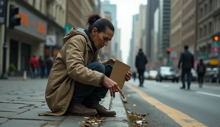 poor woman begging for money on the street