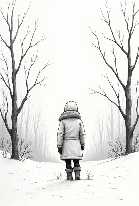 Illustration about winter drawn with ink pencil