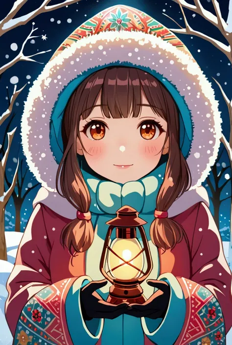 Girl with a cicada face, winter clothing, na neve. 
Wizard Power