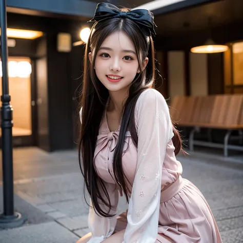 laughing out loud，(knee shot), 1 girl, long hair, Slender body type, 超face slimming型, face slimming, delicate lips, beautiful eyes, Thin blush, Eyes are light brown,View here, (actual:1.3), 8k, , Super detailed, high quality, best quality, High resolution,...