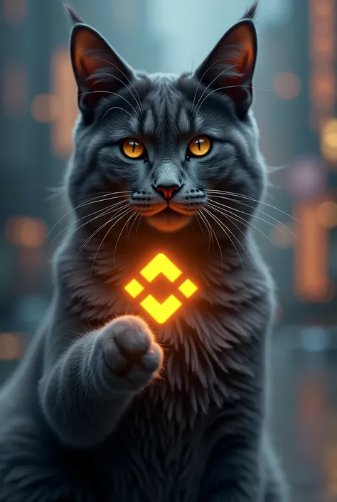 Cat with binance logo in hand