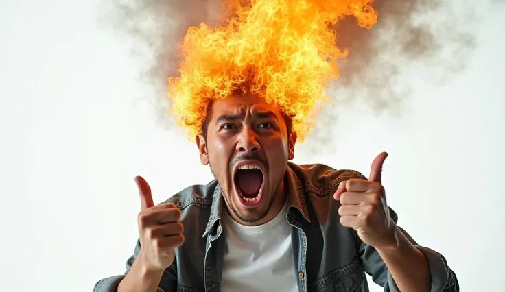 Candid image, photography, natural textures, highly realistic light, editorial, 

Father, 30 years old, Asian tone, dressed normally at home, looks irritated, angry, not displeased, opens mouth to shout, eyes wide open, fierce, scary, eyebrows wrinkled, cl...