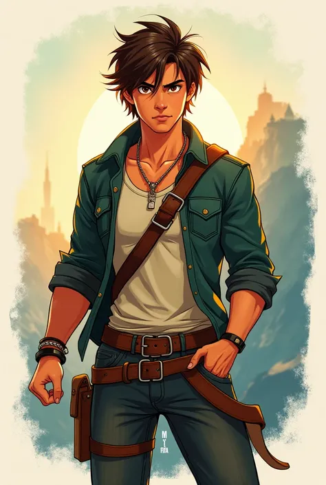 Draw Leo Sanjuan from the animated film series from Anima Studios, with a 2D artistic style