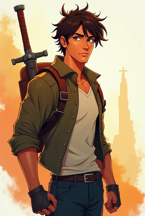 Draw Leo Sanjuan from the animated film series from Anima Studios, with a 2D artistic style