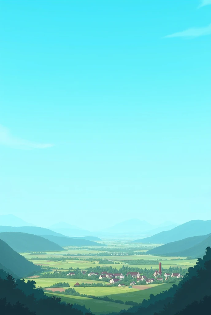 
Sky, wide view, small town, blue tone, created as a 2D background, size 
 horizontal.