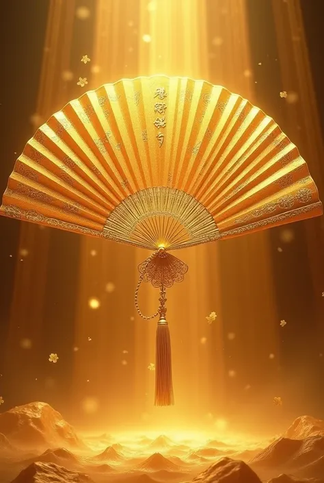 Drawing of a golden fan, complete and without a bottom