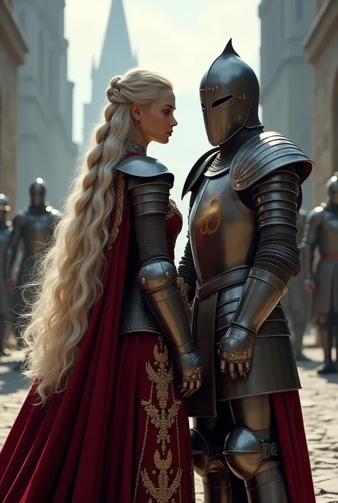 Visenya Targaryen as her groom in armor not altar 