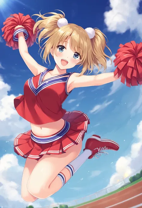 (masterpiece, best quality:1.2), 1girl, full body,cheerleaders,random hair style,random haight,random body style,(pom-pom in bot...