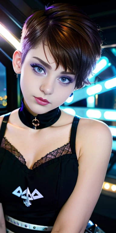 Photo of a  European girl, .RAW, beautiful woman,freckles on cheeks ,beautiful blue eyes(Light brown hair pixie haircut),pixie hair cut ((portrait)), ((detailed face:1.2)), ((detailed facial features)), (finely detailed skin), Pale skin,park, london ferris...