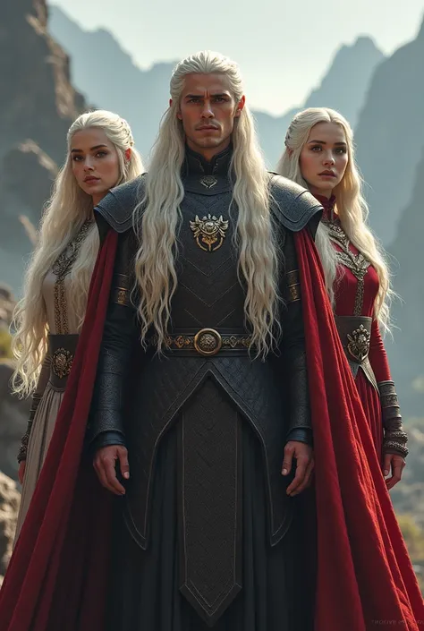 Aegon Targaryen and his two long white-haired wives