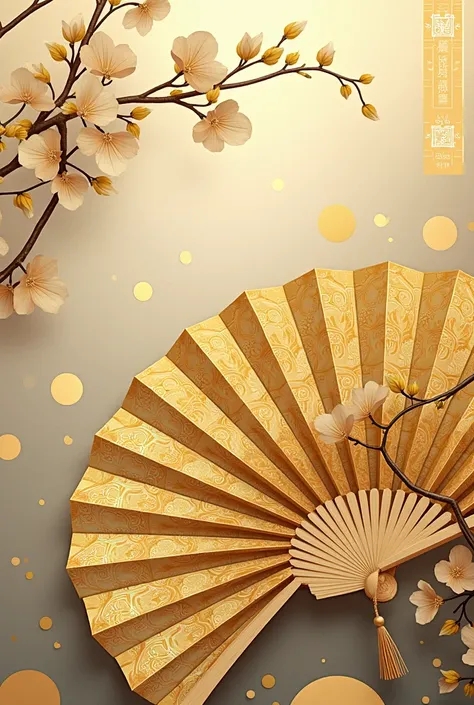 Japanese golden fan design for print 