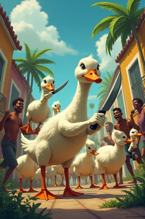 An army of Ducks with knives chasing Haitians 