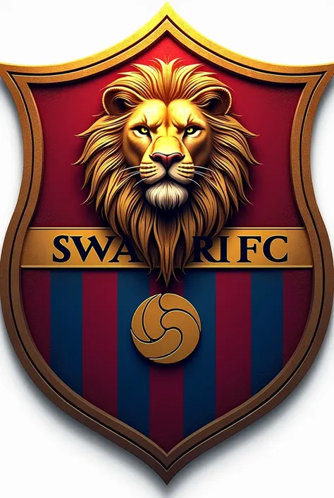 Create a football shield similar to Barça&#39;s that says swafiri FC a lion in Png