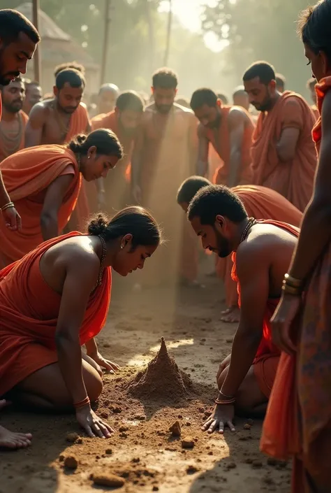 Hindus prostrating themselves in poop before a Zionist Jew