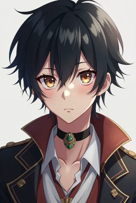 ((anime semi-realistic style)).
((close-up view)).
((head to chest front view)).
((very accurate)):
"a perfect young man with black-haired wear super imaginative fully clothed".