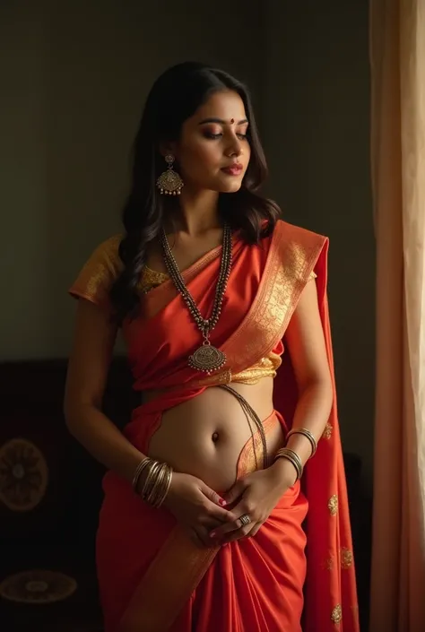 Indian Girl in saree putting dildo in vagina