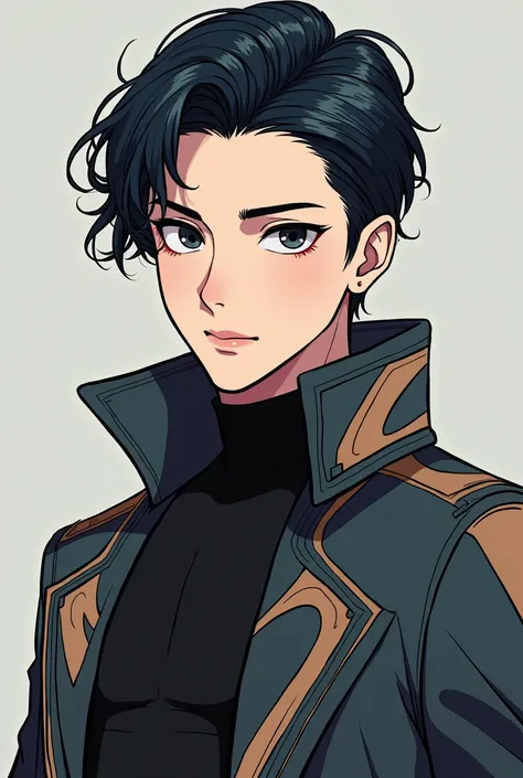 ((semi-realistic anime style)).
((close-up view)).
((head to chest front view)).
((very accurate)):
"a perfect young man with black-haired wear super imaginative fully clothed".