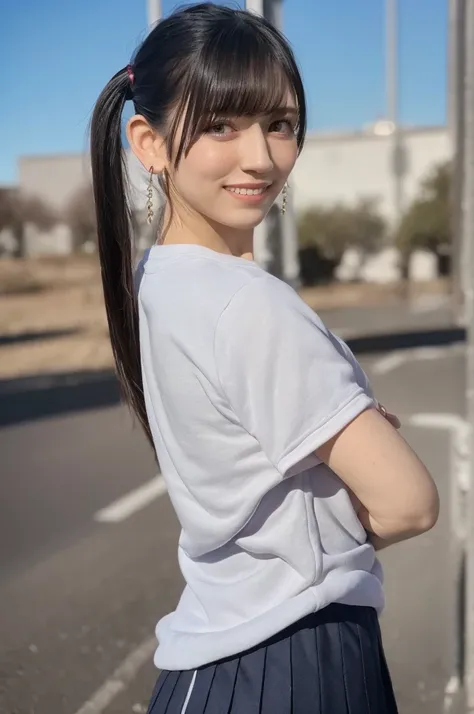 woman,1 girl,Black Hair, Hair ties, Long eyelashes, Round eyes, A light smile, Mole under the eye, Earrings, A light smile, shy, Pursed lips, Surrealism, Cast a Shadow, Stereogram, ass pov, Atmospheric perspective, depth odebt debtield, debtirst-person vie...