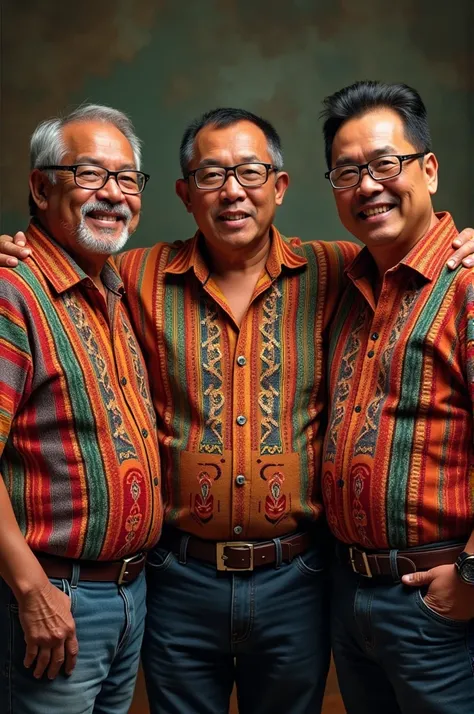 3 man wearing Guatemalan shirt, with glasses, 