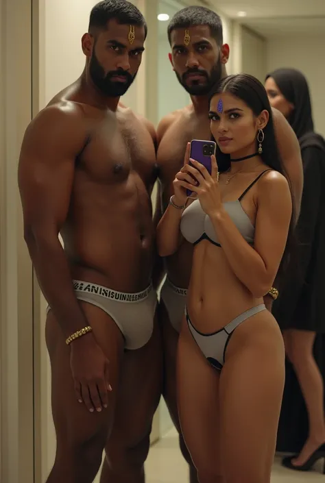  Two very tall dark black indian hindu man with dark saffron tilak on there forehead in only transperent underwear. There big long size dick flaunts.taking mirror selfie by there own mobile phones in front of mirror trough there own hand closely with Kylie...