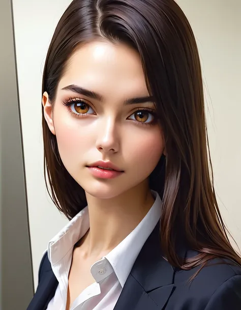 ((RAW photo), absurd, (absurdresolution)), close-up photo of very attractive, beautiful girl, ((seductive look, sharp pupil, detailed, realistic)), Japanese fit girl, office girl, fine fabric clothes, (Perfect girl with straight hair), (sexy look), ((walki...