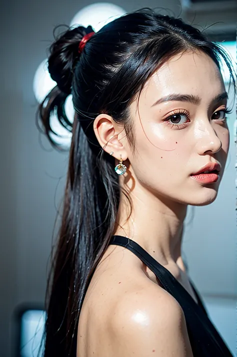 One girl,one piece、the way,ponytail, Earrings, 