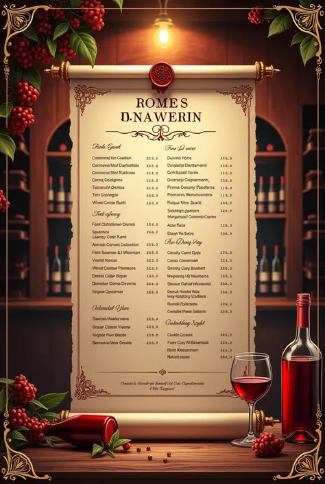 Wine cellar flyer with drink prices